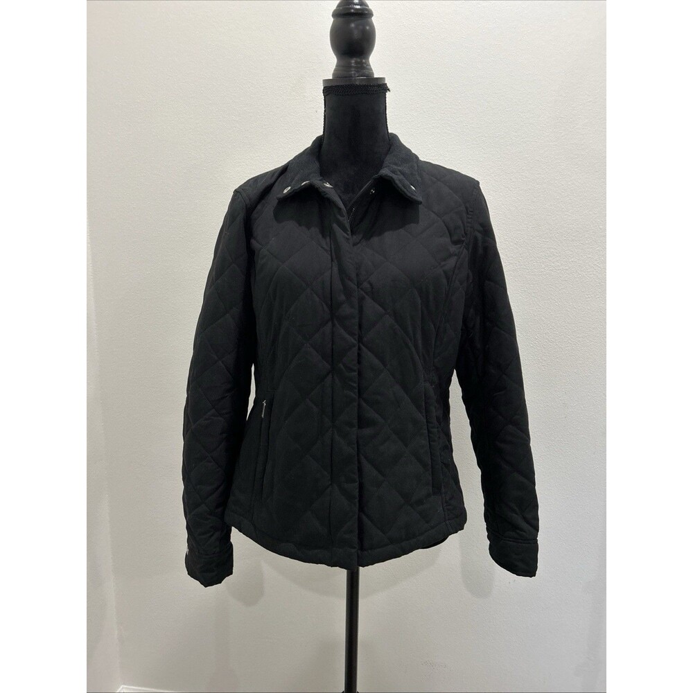 Lauren By Ralph Lauren Womens Sz PL Puffer Quilted Jacket Black Lined Zipper